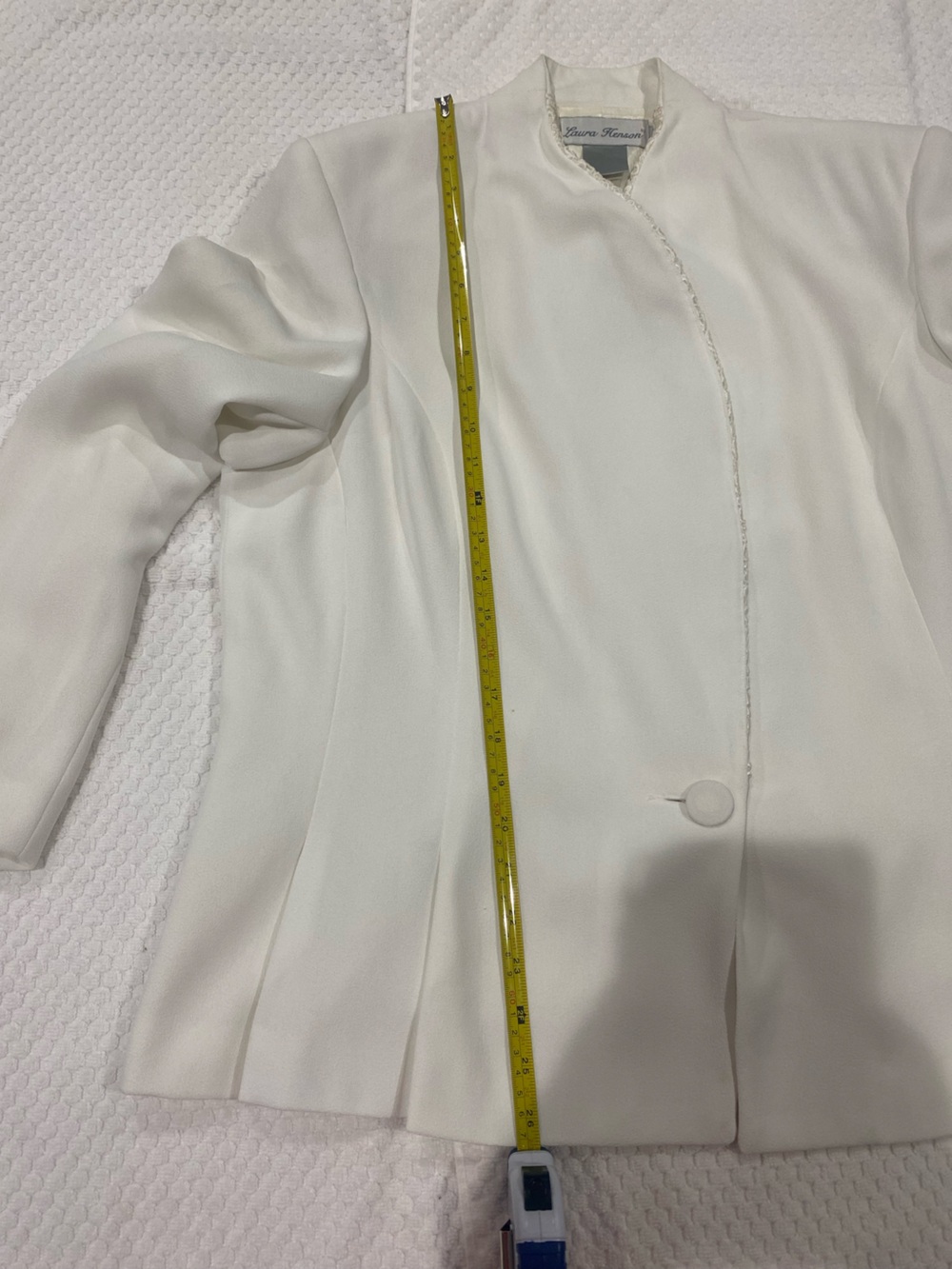 Ivory Satin-Trim Dress with Open Front Jacket Suit - Picture 14 of 16